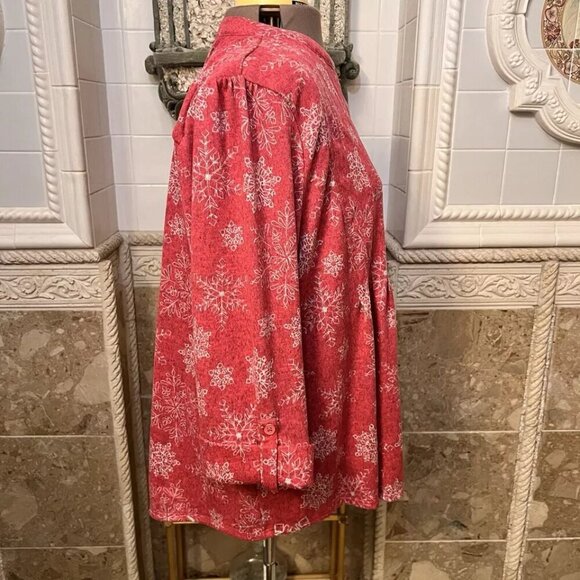 KIM ROGERS. Size 3X. Soft Pink Pleated 1/2 Placket Pullover Top. 3/4 Sleeve. B37 - Picture 4 of 6